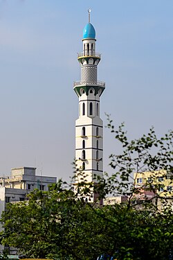Blue minaret of Binat Bibi Masjid in Gandaria