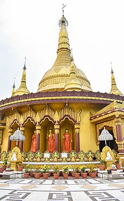 The Buddha Dhatu Jadi temple complex in golden light