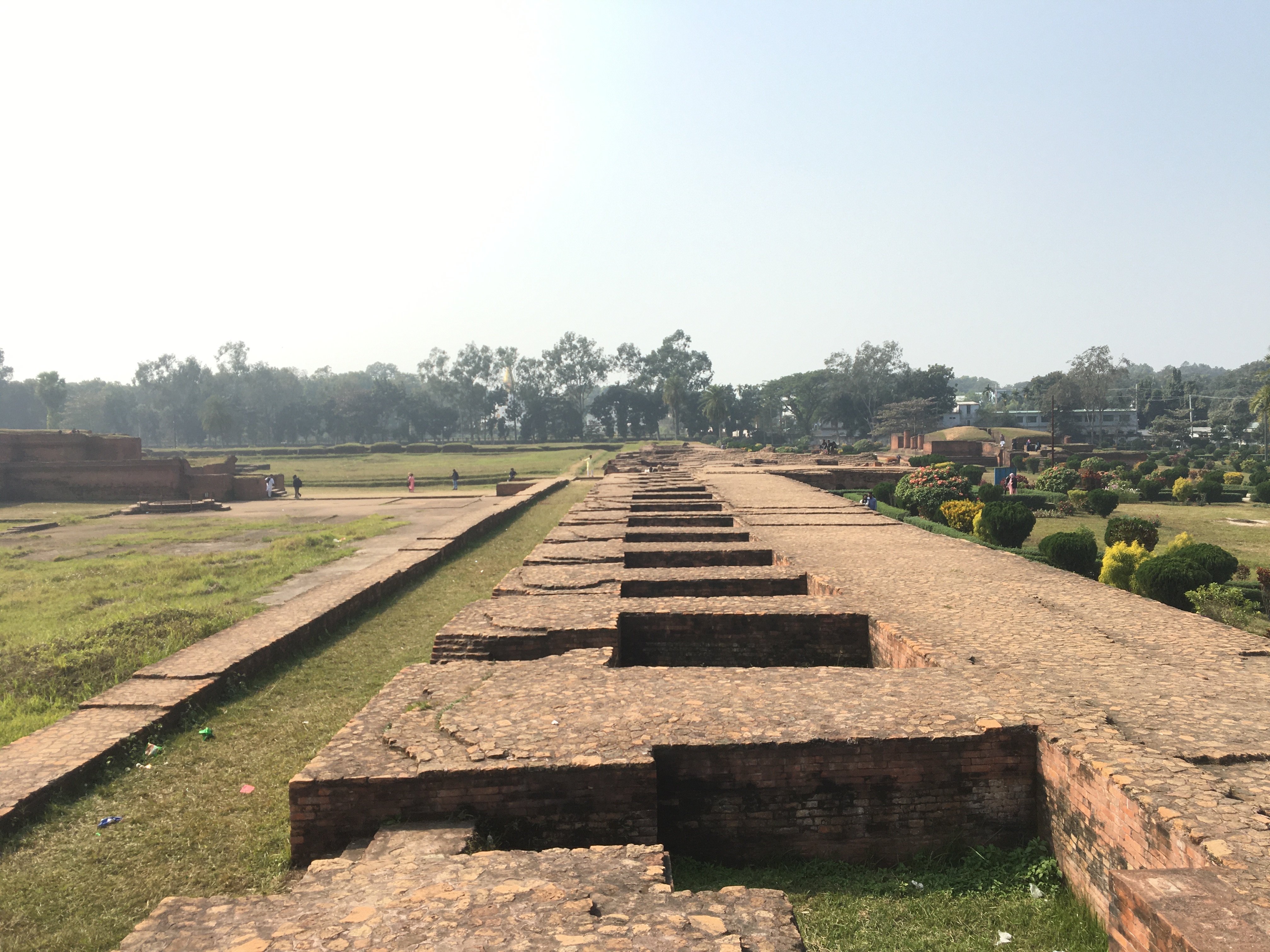 Aerial view of the central shrine and monastic quadrangle of Shalban Vihara